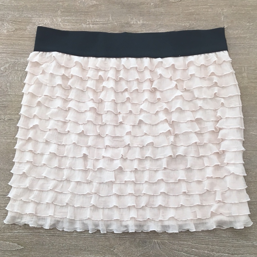 NWT Free People Cream Ruffle Bodycon Miniskirt